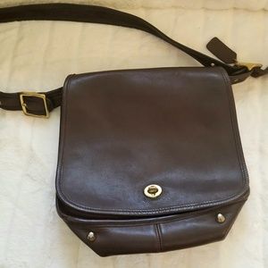 Coach Vintage Brown Stewardess Bag Turnlock Flap